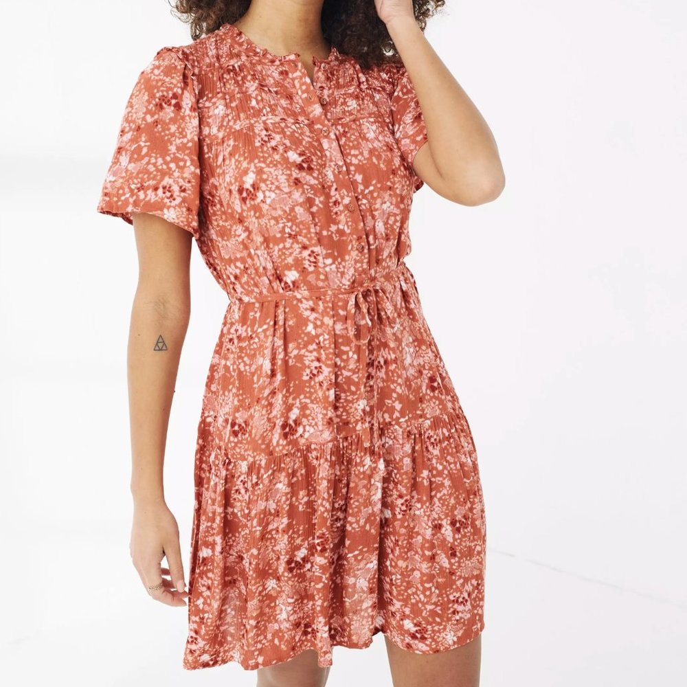 Fat Face Cleo Fleur Meadow Pink Floral Belted Mini Dress